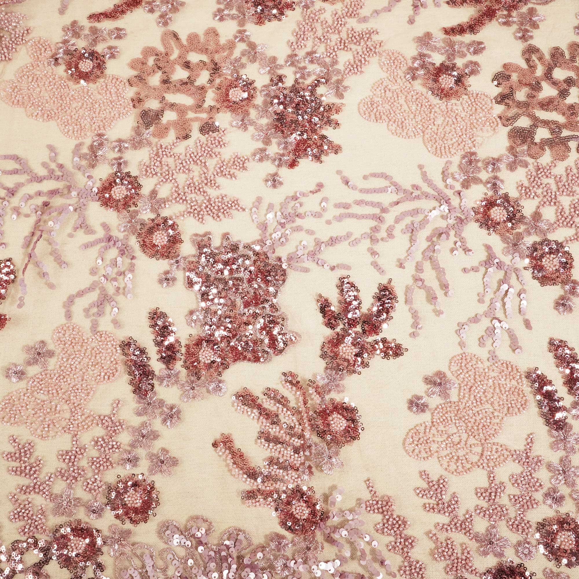 Pink Handwok Bead Imported Sequence Thread Embroidery Net CF-9029