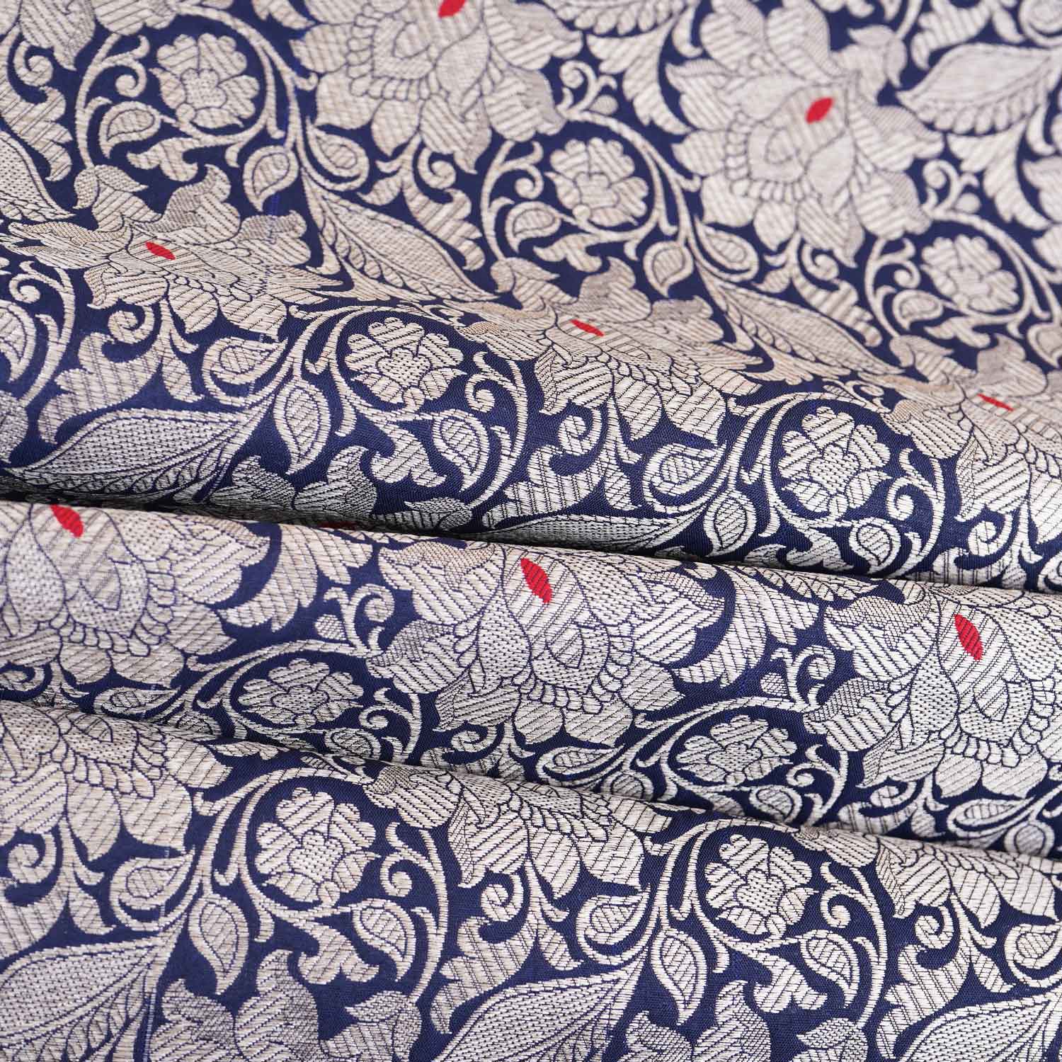 Wine Silver Jaal Brocade Fabric NH-28906 - TradeUNO