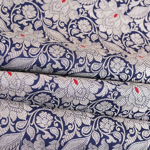 Wine Silver Jaal Brocade Fabric NH-28906 - TradeUNO