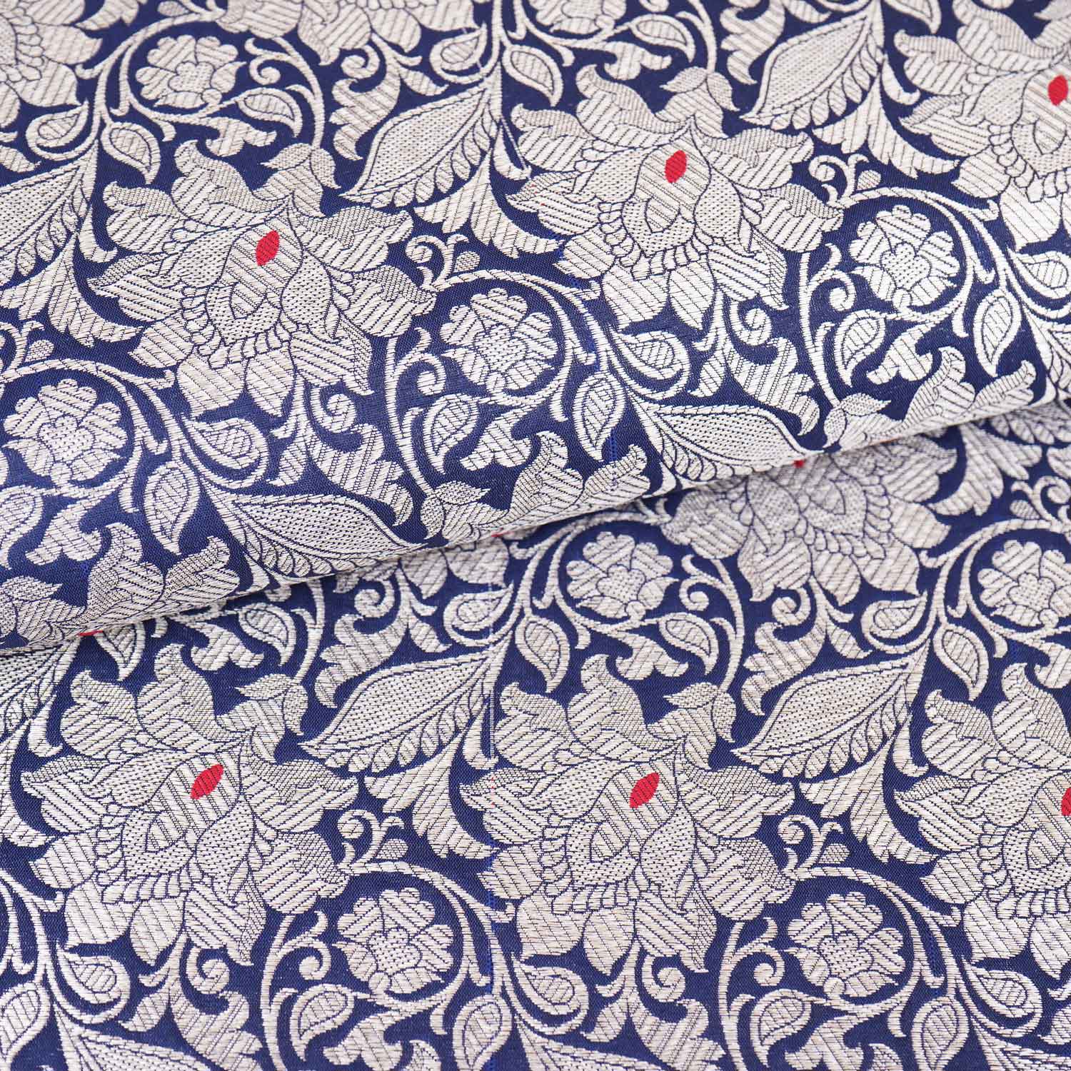 Wine Silver Jaal Brocade Fabric NH-28906 - TradeUNO