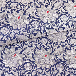 Wine Silver Jaal Brocade Fabric NH-28906 - TradeUNO