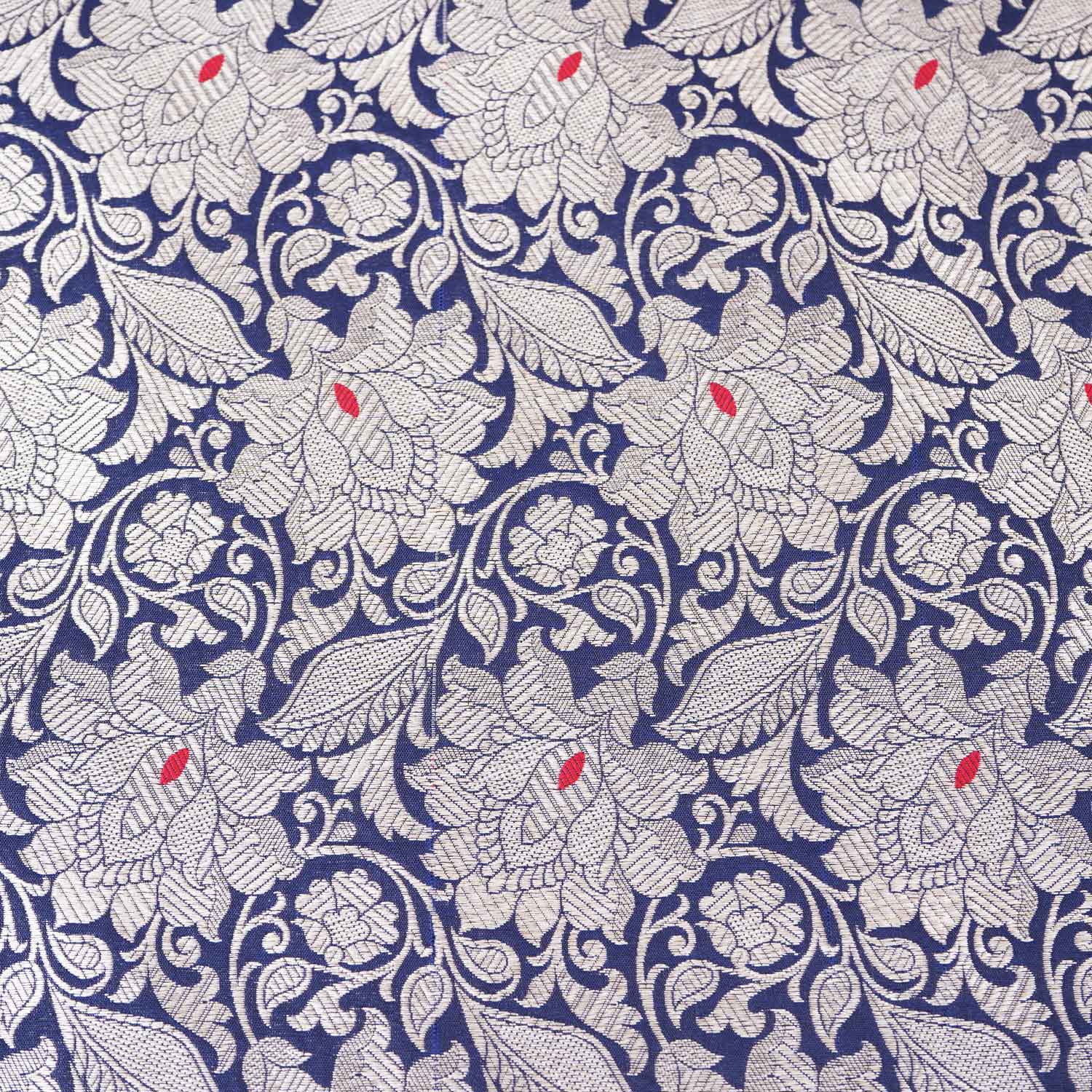 Wine Silver Jaal Brocade Fabric NH-28906 - TradeUNO