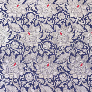 Wine Silver Jaal Brocade Fabric NH-28906 - TradeUNO