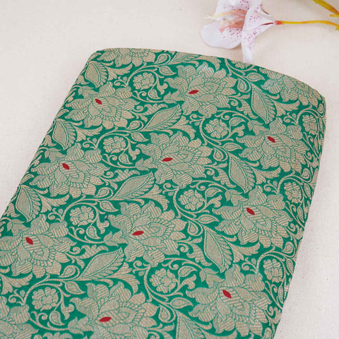 Green Silver Jaal Brocade Fabric NH-28907