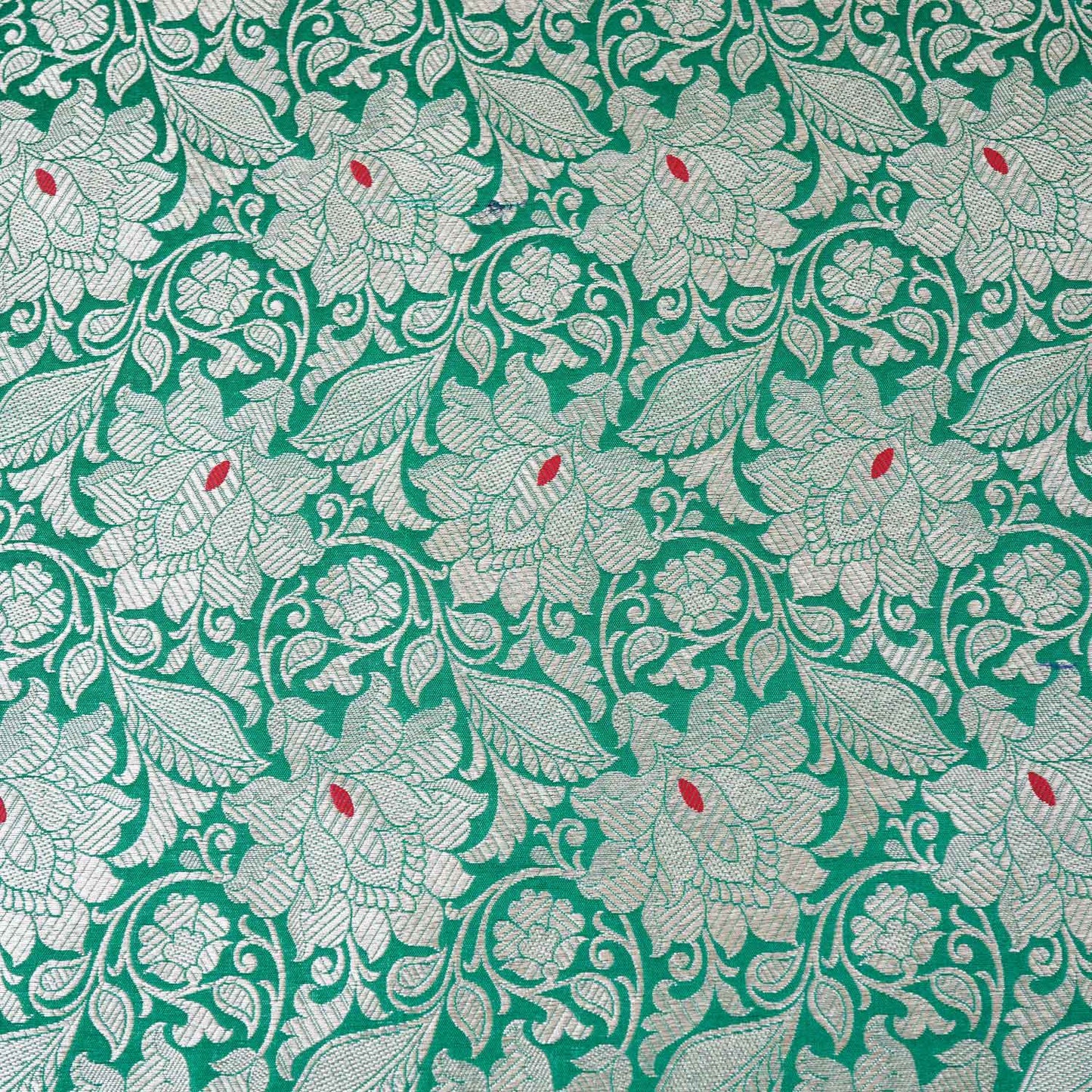 Green Silver Jaal Brocade Fabric NH-28907