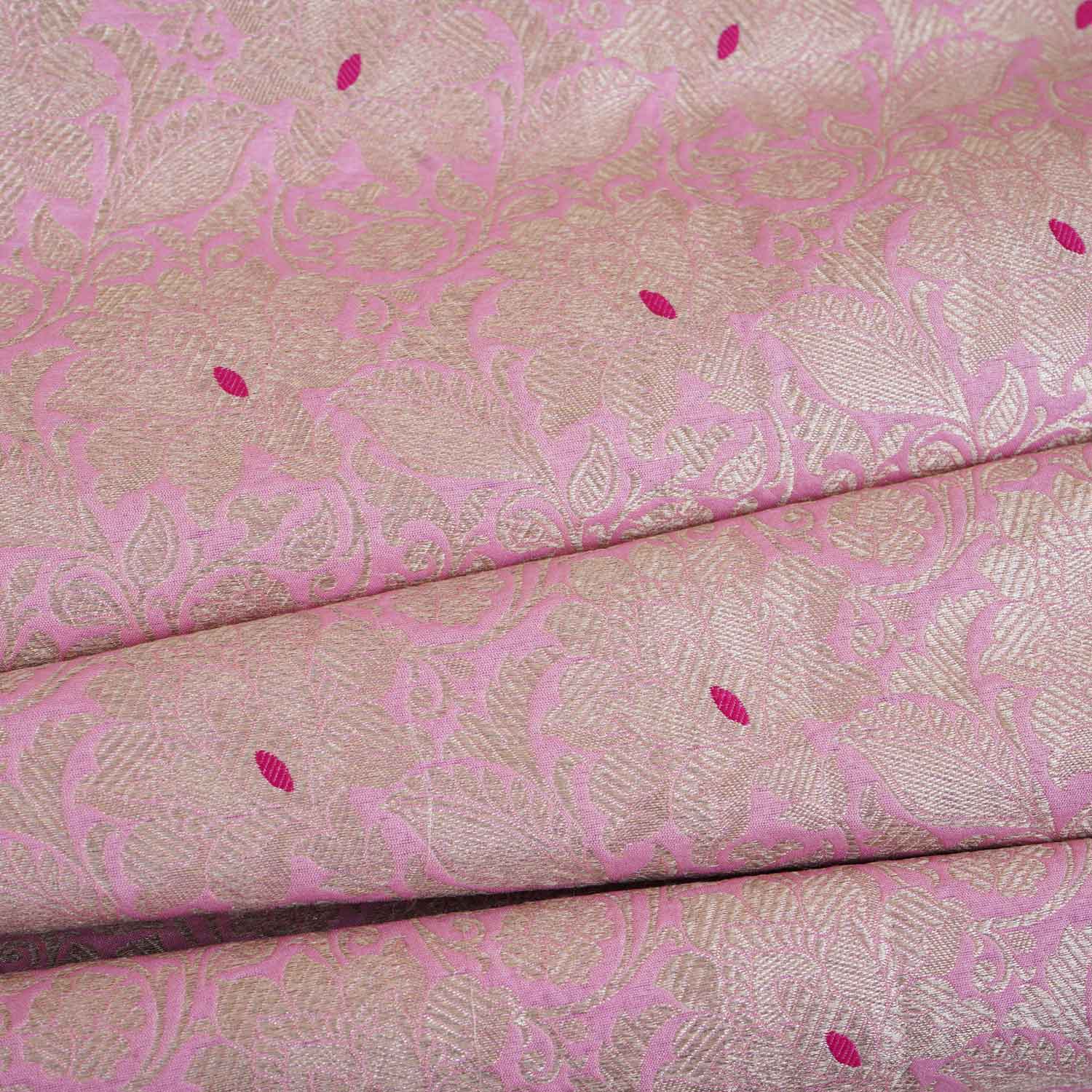 Cream Silver Jaal Brocade Fabric NH-28908 - TradeUNO