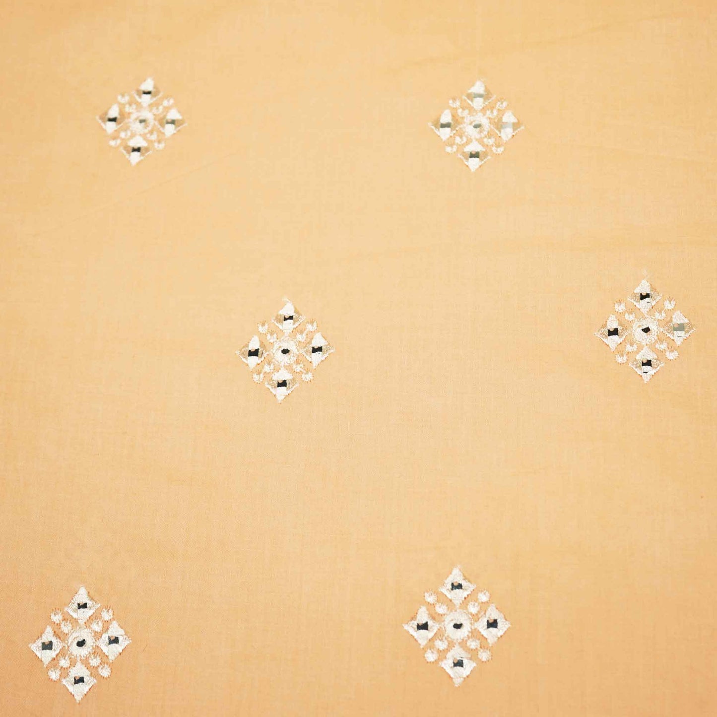 Salmon Pink Floral Sequence Thread Embroidery Cotton WI-9096