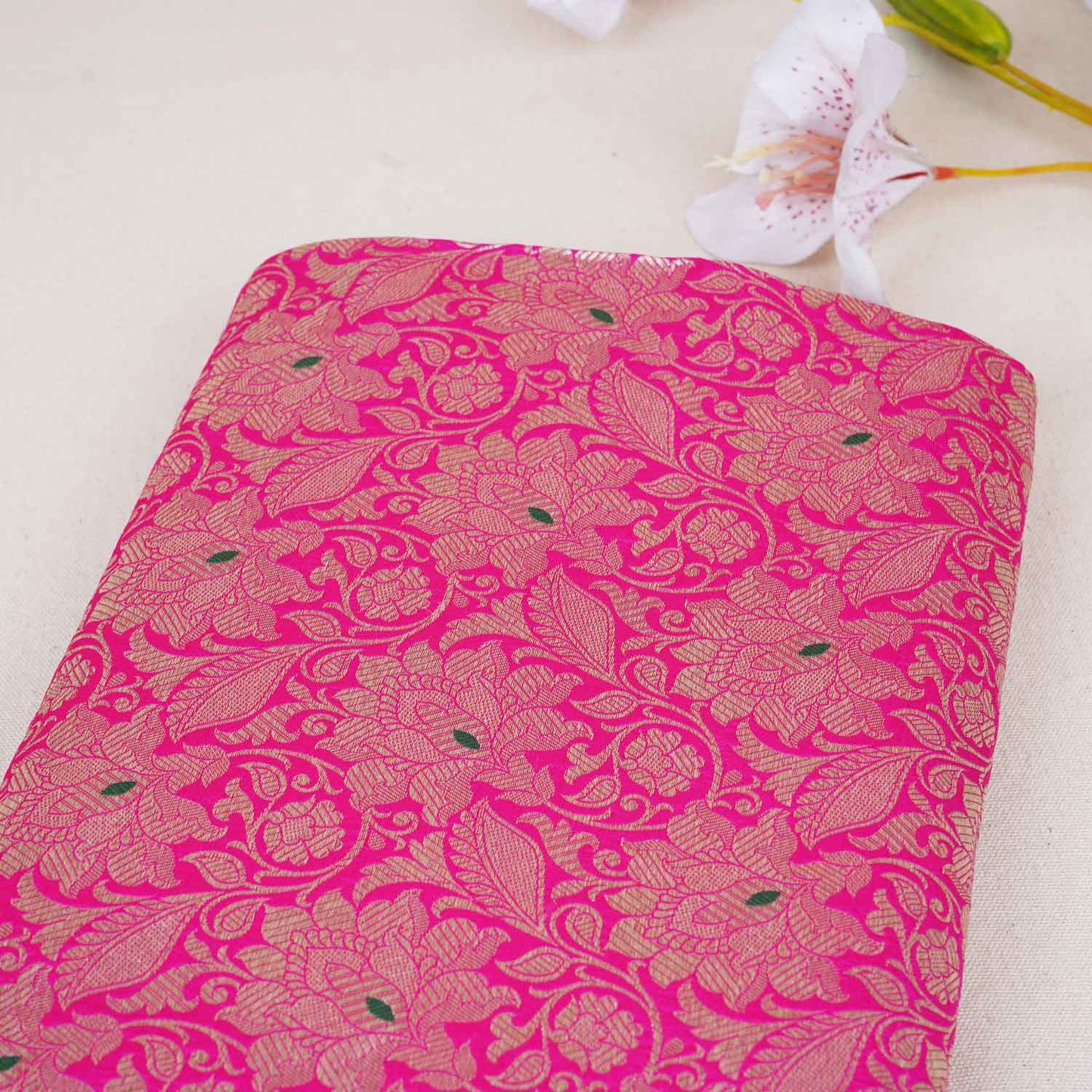 Magenta Pink Silver Jaal Fabric NH-28912