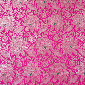 Magenta Pink Silver Jaal Brocade Fabric NH-28912 - TradeUNO