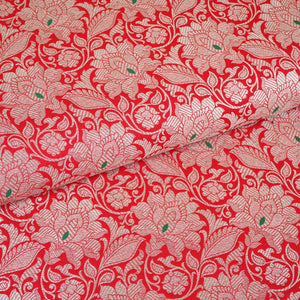 Red Silver Jaal Brocade Fabric NH-28913 - TradeUNO