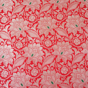 Red Silver Jaal Brocade Fabric NH-28913 - TradeUNO