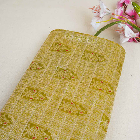 Pista Green Silver Jharokha Fabric NH-28915