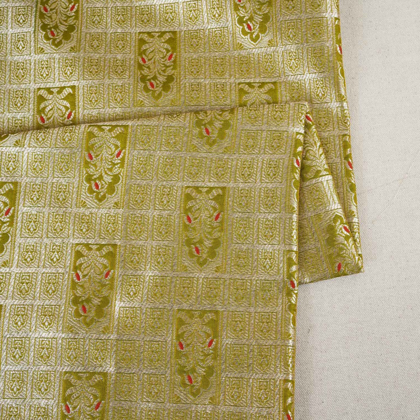 Pista Green Silver Jharokha Fabric NH-28915