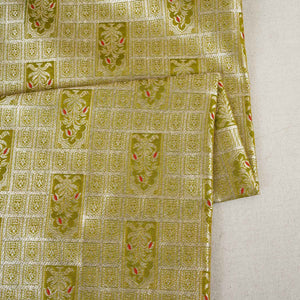 Pista Green Silver Jharokha Brocade Fabric NH-28915 - TradeUNO