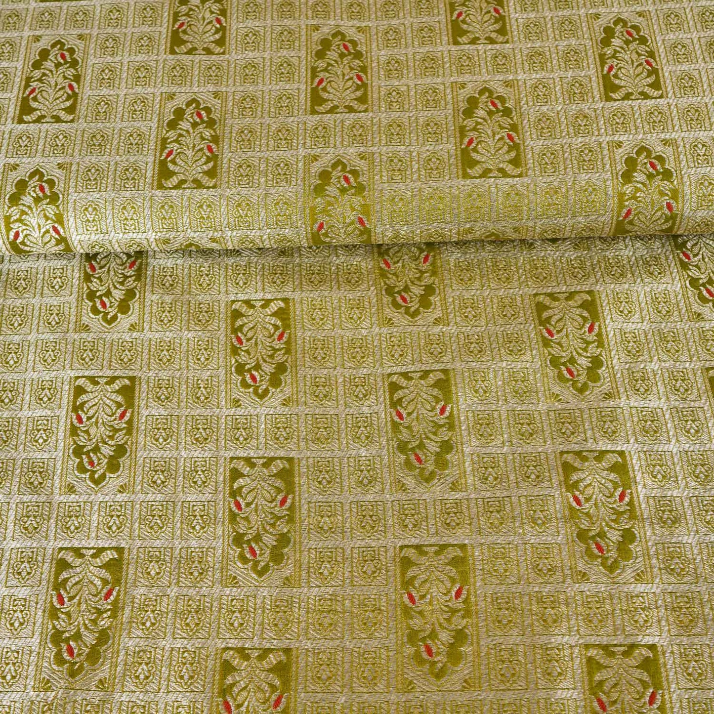 Pista Green Silver Jharokha Fabric NH-28915