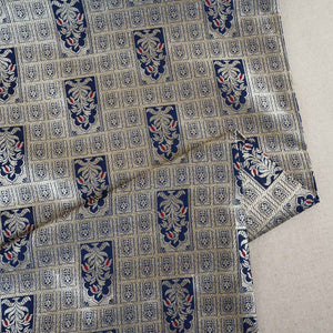 Navy Blue Silver Jharokha Brocade Fabric NH-28916 - TradeUNO