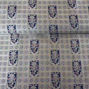 Navy Blue Silver Jharokha Brocade Fabric NH-28916 - TradeUNO