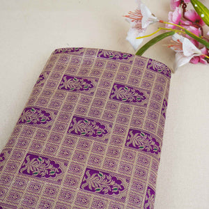Purple Silver Jharokha Brocade Fabric NH-28917 - TradeUNO