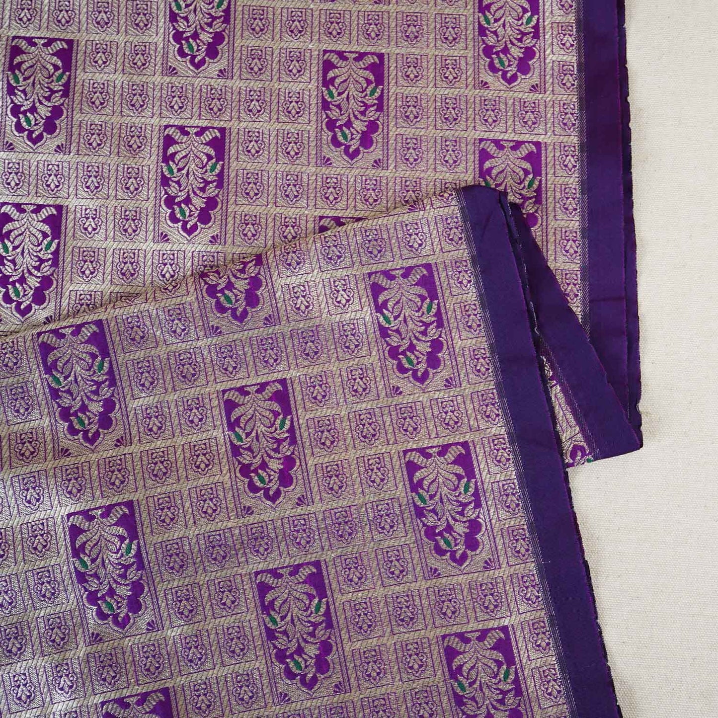 Purple Silver Jharokha Fabric NH-28917