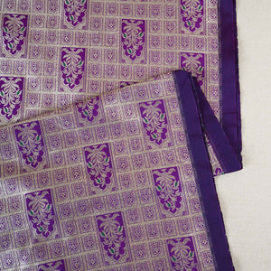 Purple Silver Jharokha Brocade Fabric NH-28917 - TradeUNO