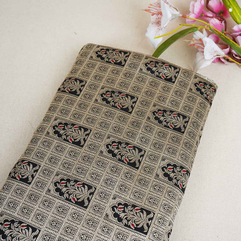 Black Silver Jharokha Fabric NH-28918