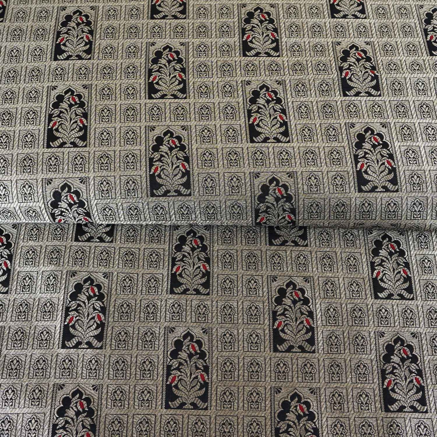 Black Silver Jharokha Fabric NH-28918