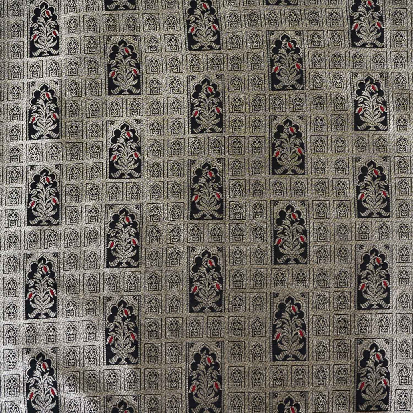 Black Silver Jharokha Fabric NH-28918