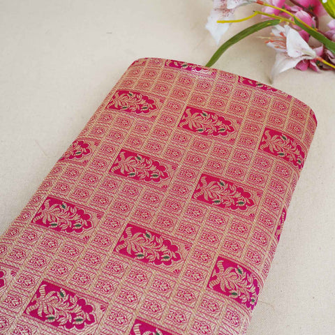 Magenta Pink Silver Jharokha Fabric NH-28919
