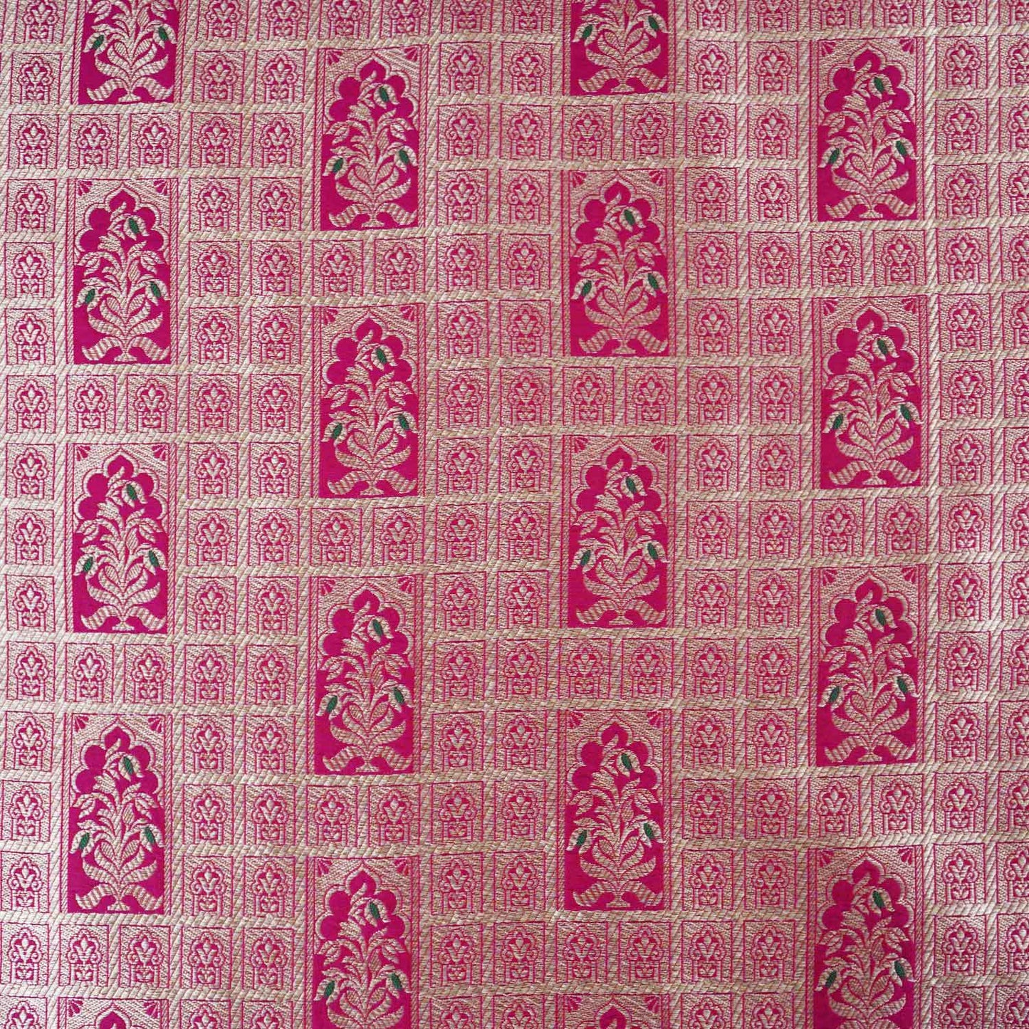 Magenta Pink Silver Jharokha Fabric NH-28919