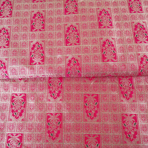 Pink Silver Jharokha Brocade Fabric NH-28920 - TradeUNO