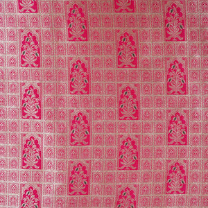 Pink Silver Jharokha Brocade Fabric NH-28920 - TradeUNO