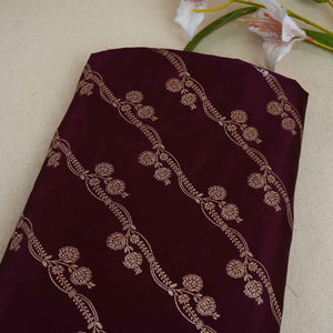 Wine Saffron Floral Brocade Fabric NH-28921 - TradeUNO