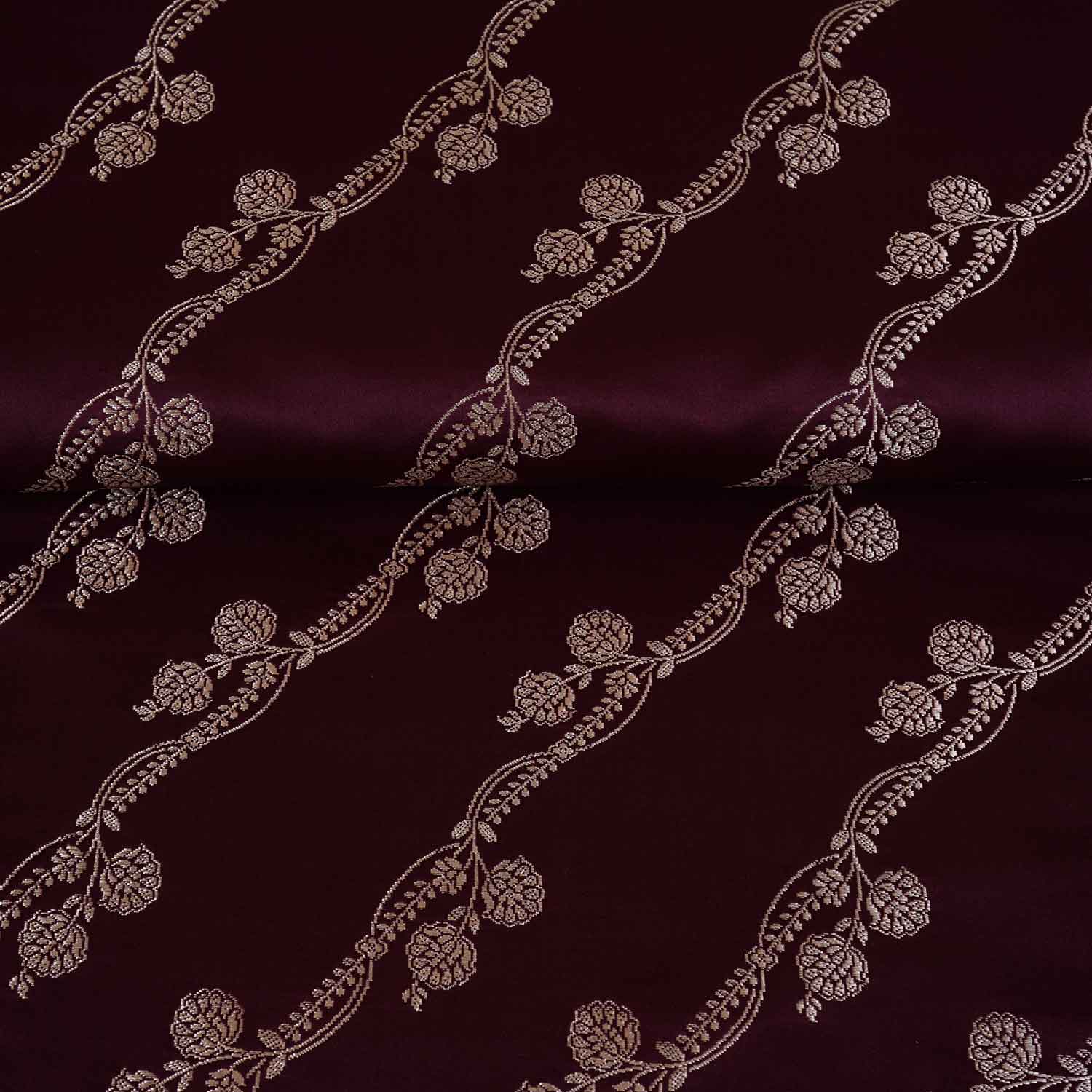 Wine Saffron Floral Brocade Fabric NH-28921 - TradeUNO