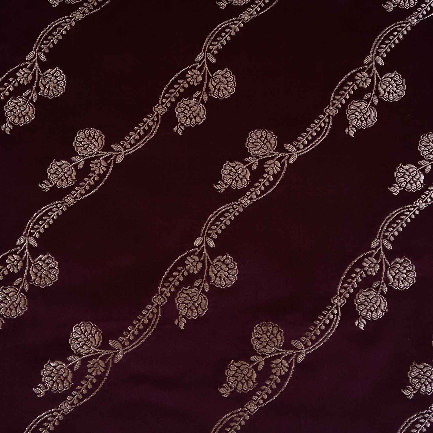 Wine Saffron Floral Brocade Fabric NH-28921 - TradeUNO