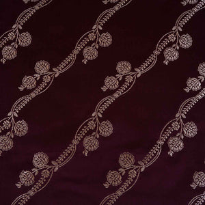 Wine Saffron Floral Brocade Fabric NH-28921 - TradeUNO