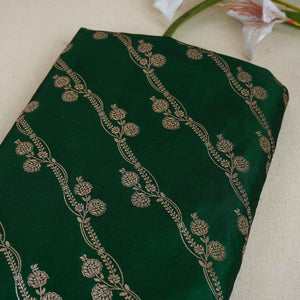 Green Saffron Floral Brocade Fabric NH-28924 - TradeUNO