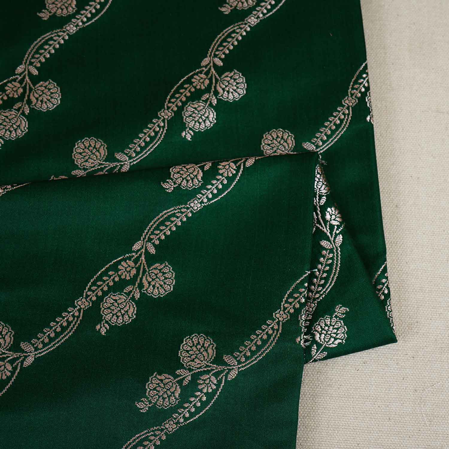 Green Saffron Floral Brocade Fabric NH-28924 - TradeUNO