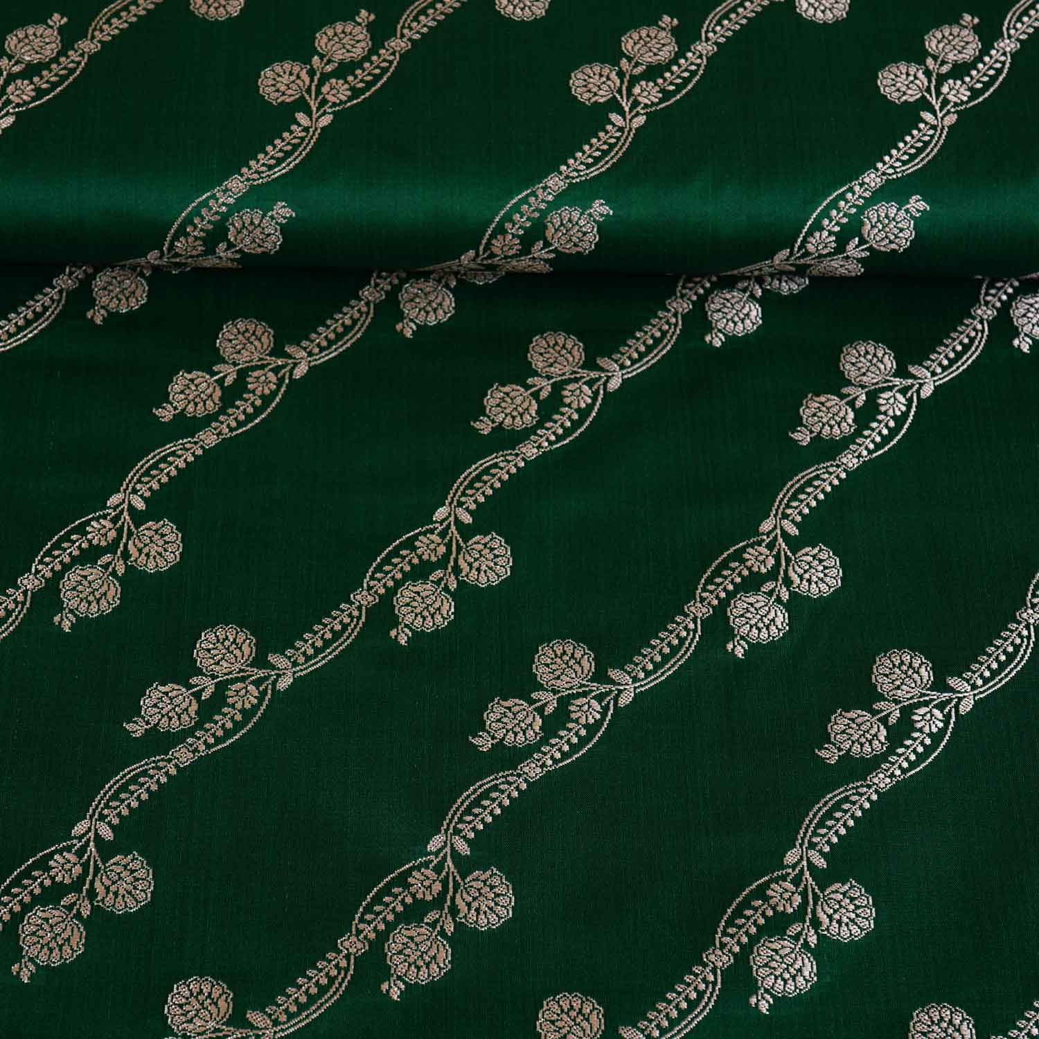 Green Saffron Floral Brocade Fabric NH-28924 - TradeUNO