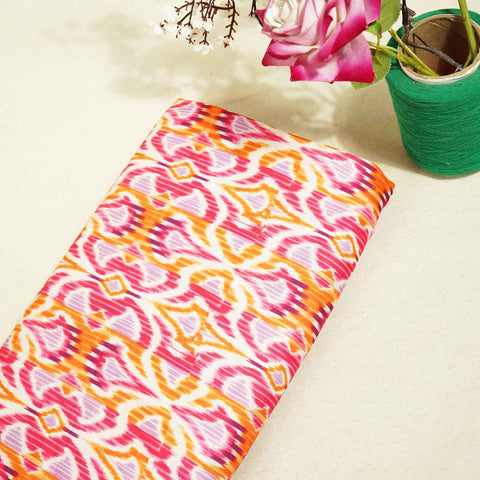 Pink & Orange Uzbekistan Ikkat Print Modal Satin SM-9246