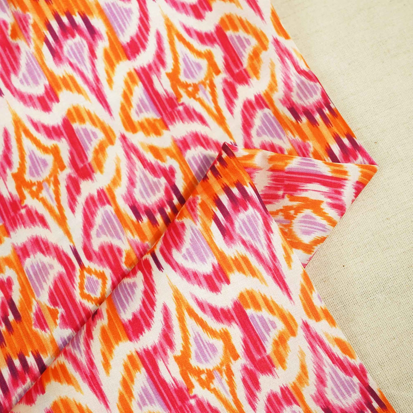 Pink & Orange Uzbekistan Ikkat Print Modal Satin SM-9246