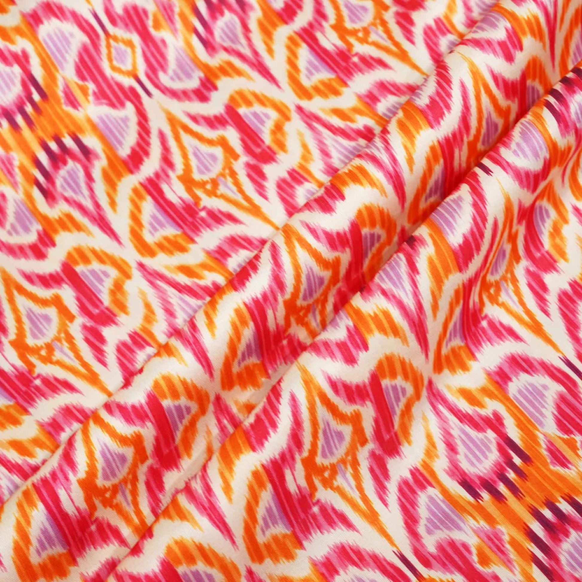 Pink & Orange Uzbekistan Ikkat Print Modal Satin SM-9246