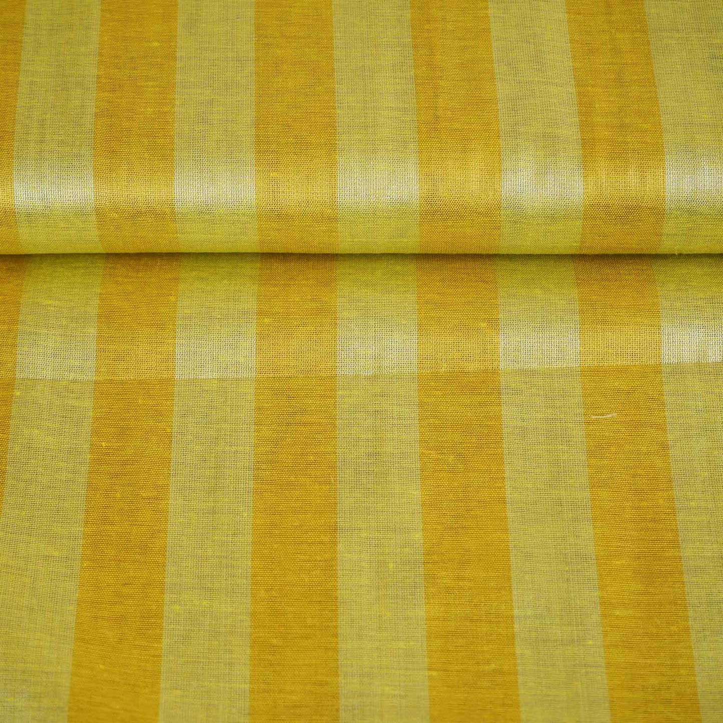 Lemon With Mustard Yellow Strips Chanderi Tissue Fabric CW-28925