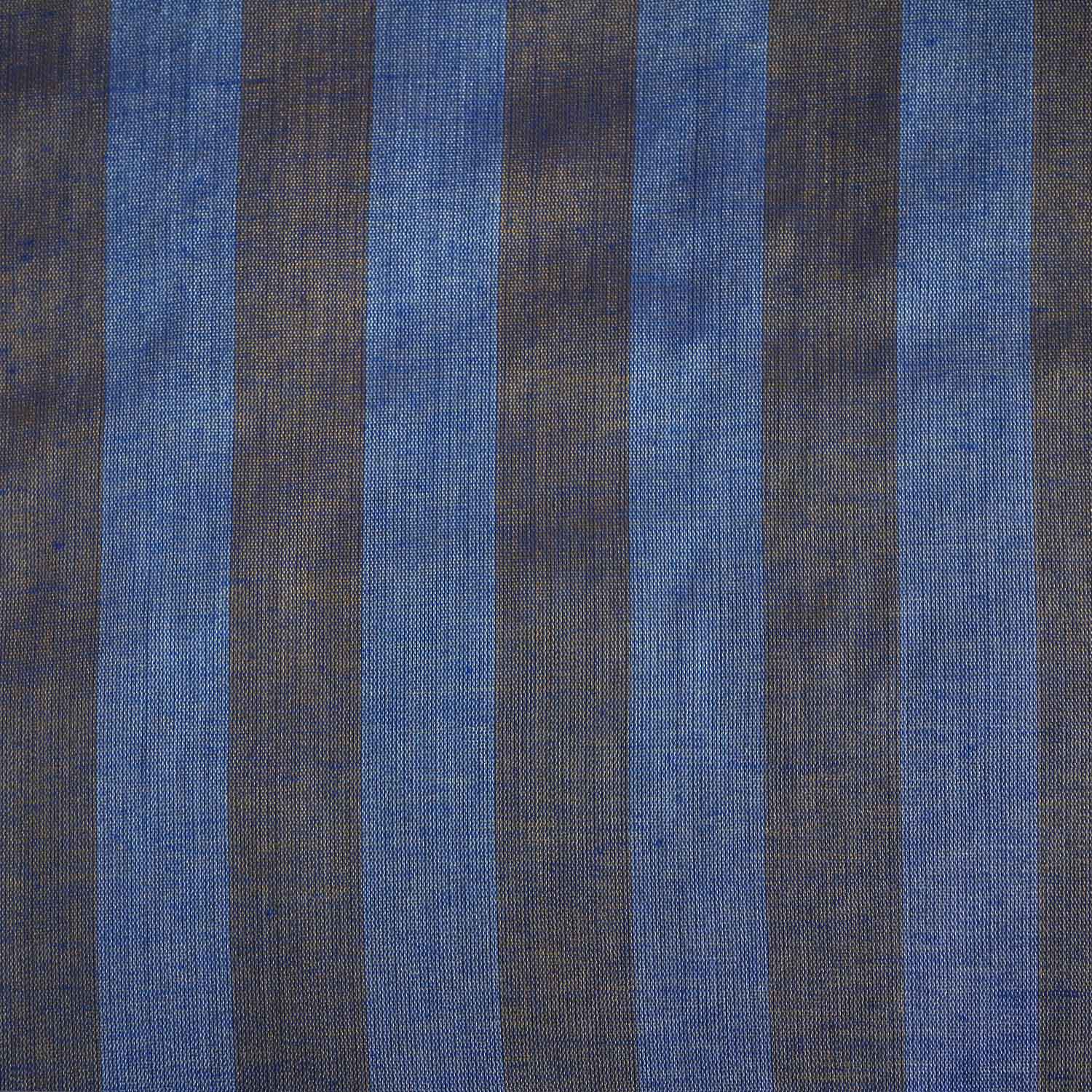 Blue With Dark Golden Strips Chanderi Tissue Fabric CW-28927 - TradeUNO