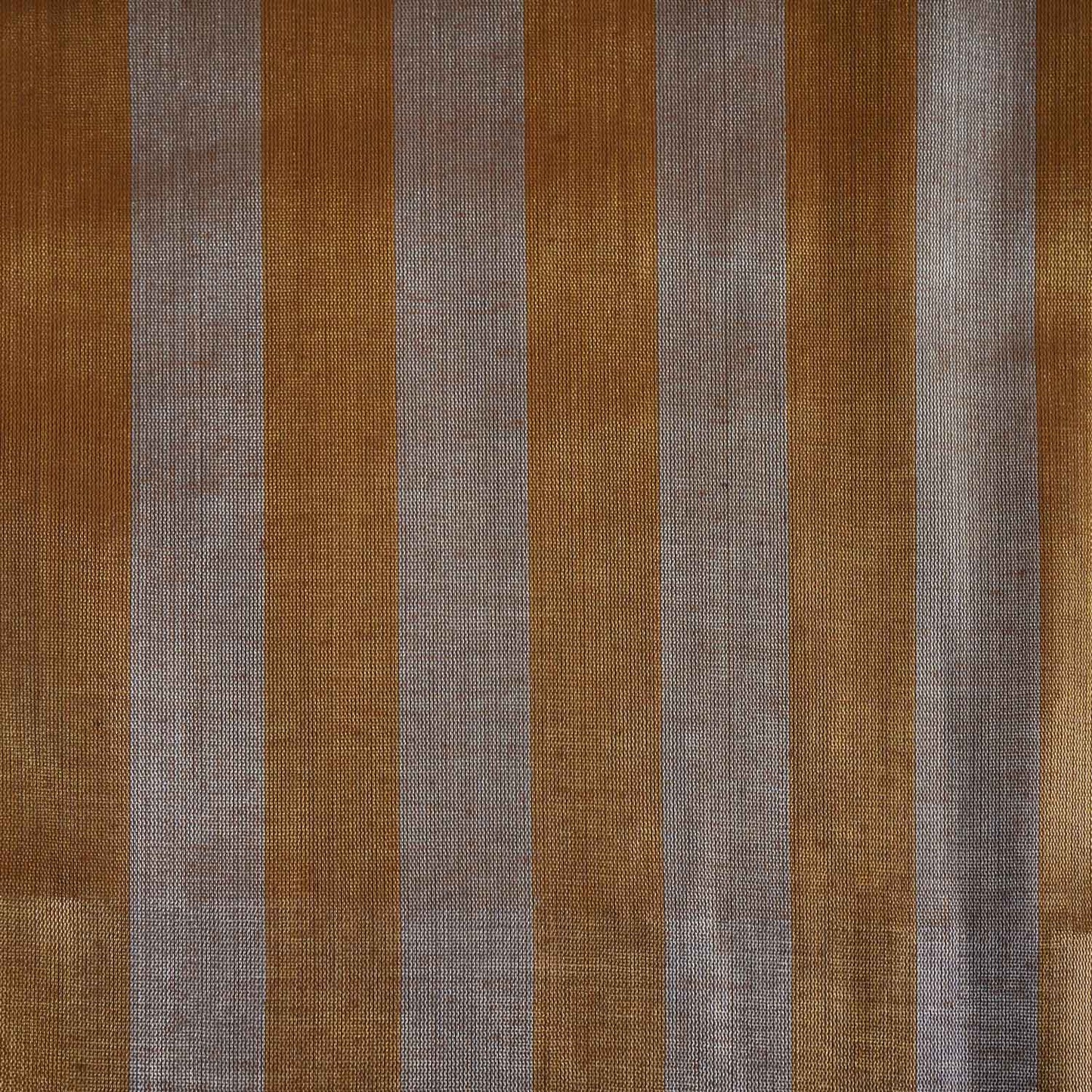 Grey With Dark Golden Strips Chanderi Tissue Fabric CW-28929
