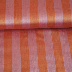 Peach Pink With Light Orange Strips Chanderi Tissue Fabric CW-28930 - TradeUNO