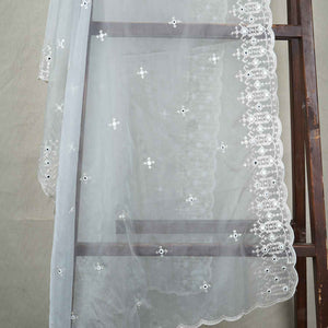White Mirror Buti Embroidery Dyeable Organza Dupatta TA-28932 - TradeUNO