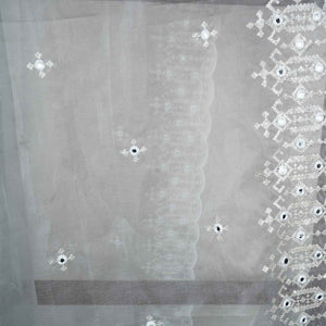 White Mirror Buti Embroidery Dyeable Organza Dupatta TA-28932 - TradeUNO