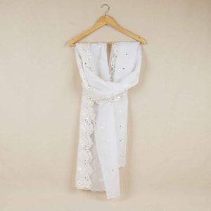 White Mirror Buti Embroidery Dyeable Organza Dupatta TA-28933 - TradeUNO