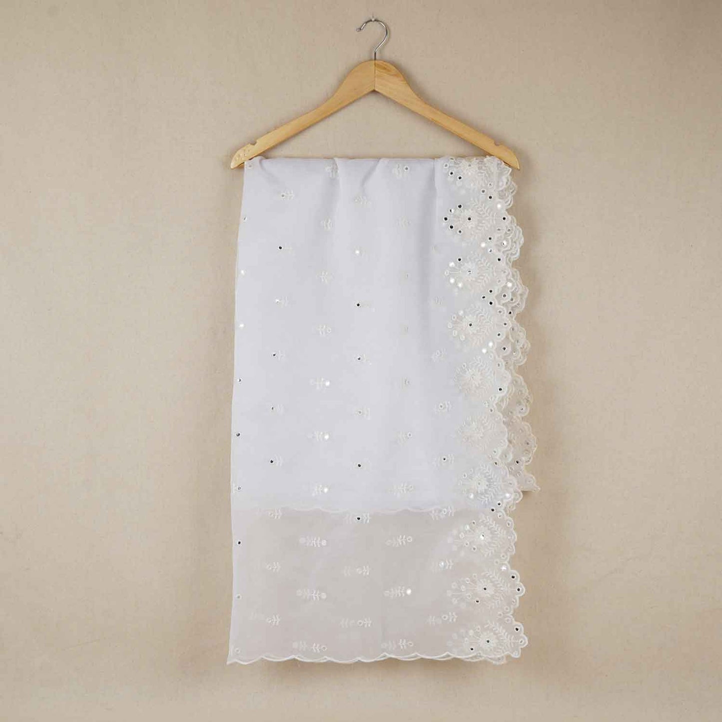 White Mirror Buti Embroidery Dyeable Organza Dupatta TA-28933