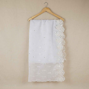 White Mirror Buti Embroidery Dyeable Organza Dupatta TA-28933 - TradeUNO